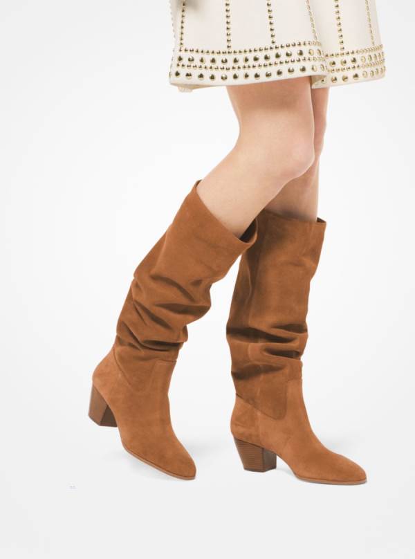Damske Vysoke Cizmy Michael Kors Avery Suede Hnede - Topanky Michael Kors Lacne | HDCKA-3189